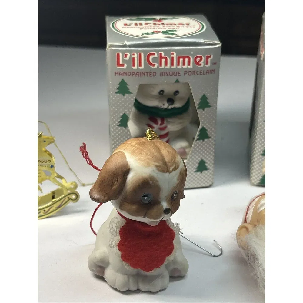 Lot of 7 Vintage Christmas Ornaments Reindeer Santa Bear Radio Flyer Retro‎